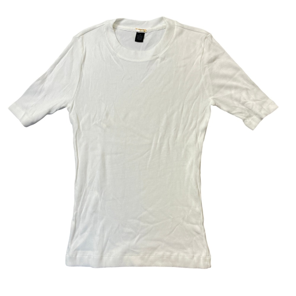 Magaschoni Medium Ivory‎ 3/4 Sleeve Cotton Blend Ladies Summer Top